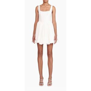 Staud Women's White Sleeveless Landscape Corset Babydoll Mini Dress Size 10 NWOT